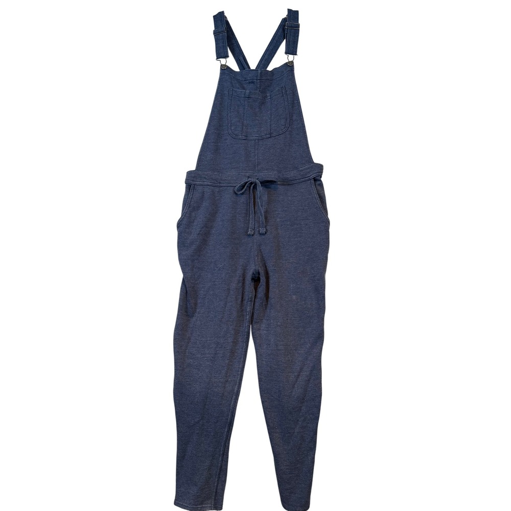 Wallflower Eco Navy Heathered Knit Overalls Drawstring •L• Athleisure Loungewear